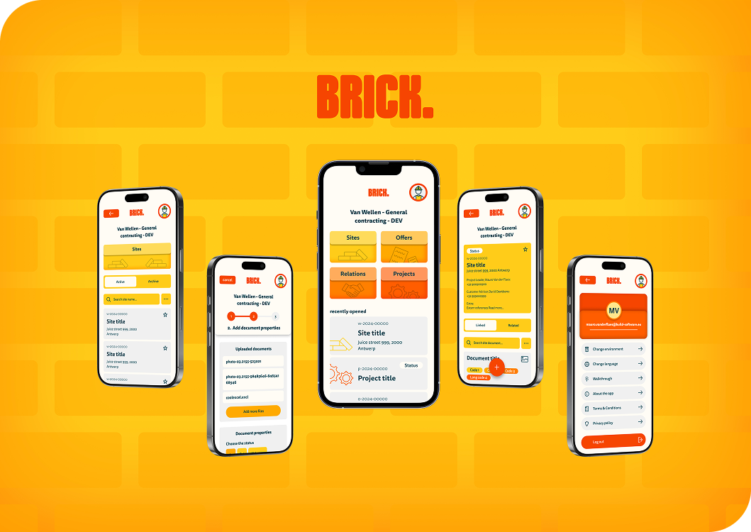 Brick app design project for Build Software, innovative app design and branding