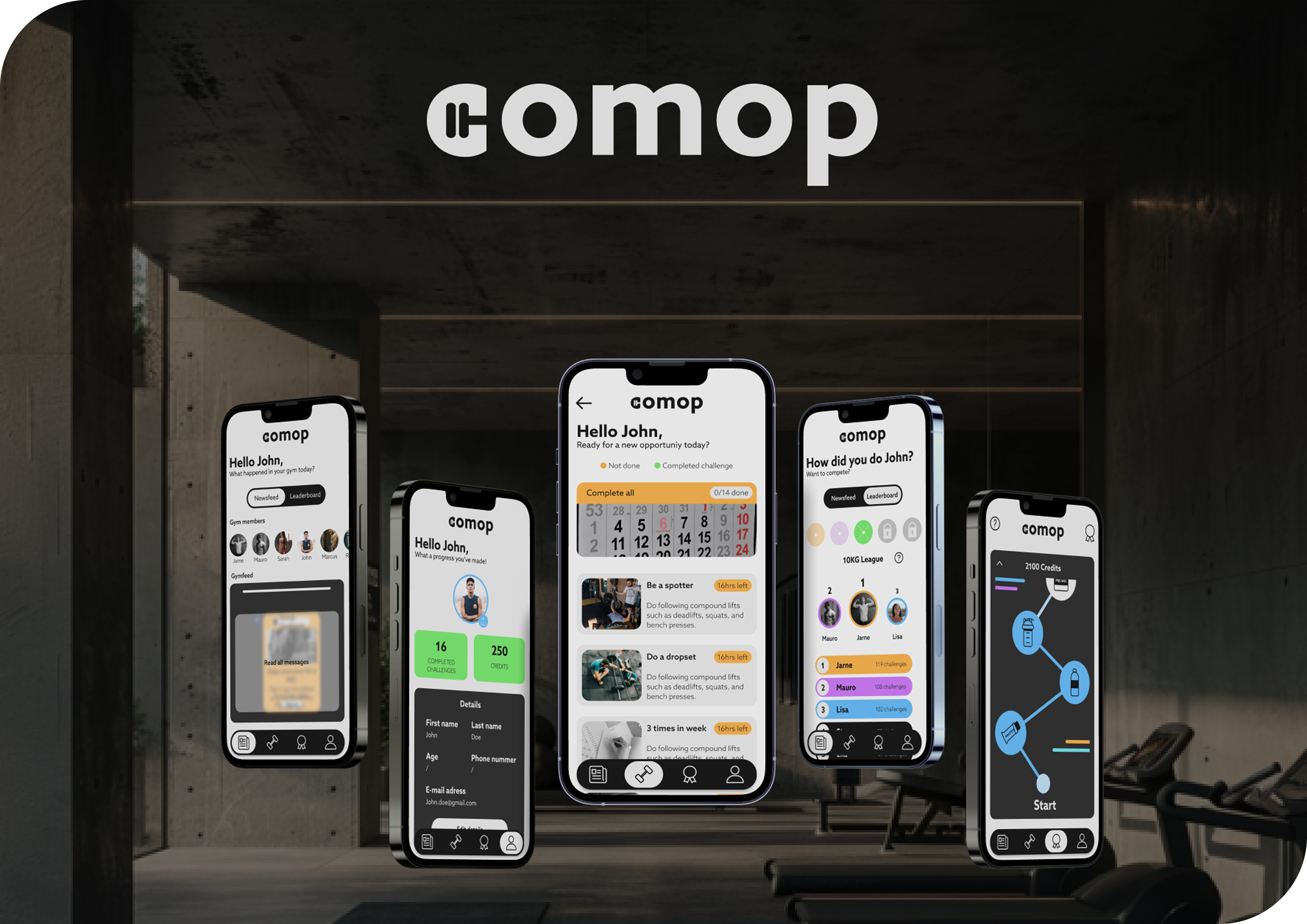 Comop fitness app project, enhancing motivation, consistency and community for gym members