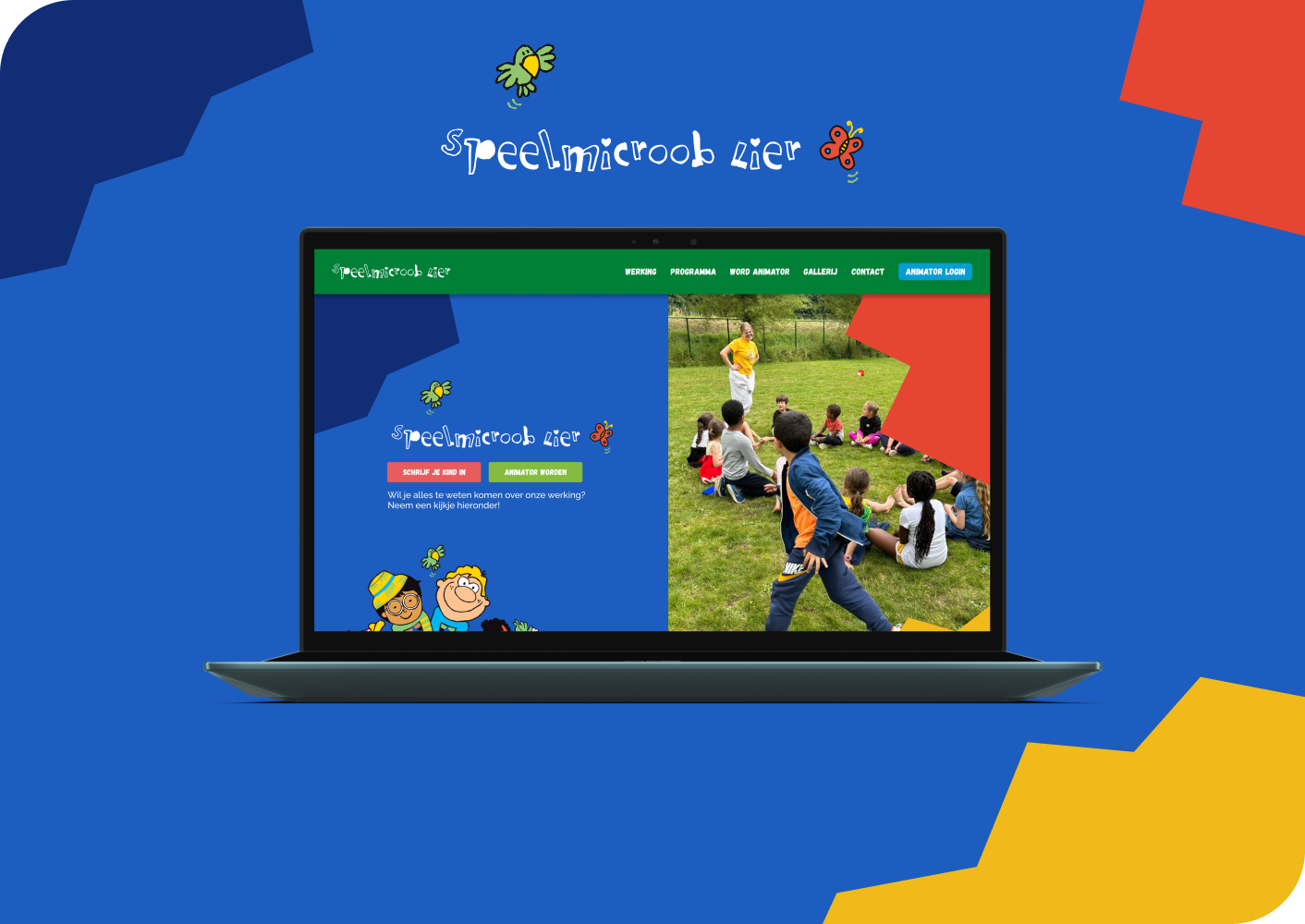 Speelmicroob website redesign project by MVDF Studio, colorful and playful design for a youth organization