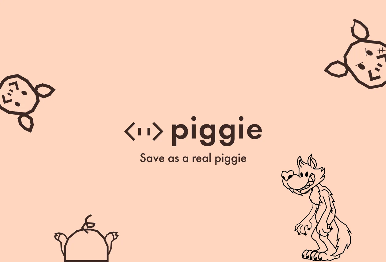 Piggie startup app design project by MVDF Studio, playful saving app for young people
